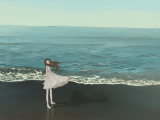 手绘海滩女孩