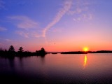山湖夕阳