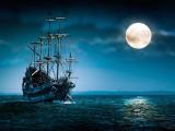 月下帆船