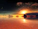 夕阳下的湖泊