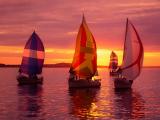 夕阳下的美丽帆船
